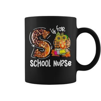 S Is For School Nurse Leopard Pumpkin Fall Thanksgiving Coffee Mug - Thegiftio UK