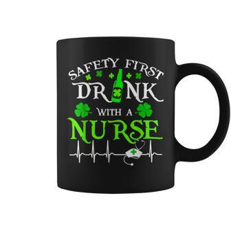 Safety First Drink With A Nurse St Patricks Day V2 Coffee Mug | Mazezy