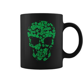 Saint Patricks Day Shamrocks Skull Coffee Mug - Seseable