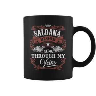 Saldana Blood Runs Through My Veins Family Name Vintage Coffee Mug - Thegiftio UK