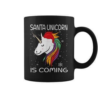 Santa Unicorn Is Coming Santa Hat Christmas Pajama For Girls Coffee Mug - Thegiftio UK
