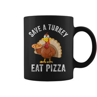 Save A Turkey Eat Pizza Funny Thanksgiving Vegan Kids Men Coffee Mug - Thegiftio UK