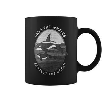 Save The Whales Protect The Ocean Orca Killer Whales Coffee Mug | Mazezy