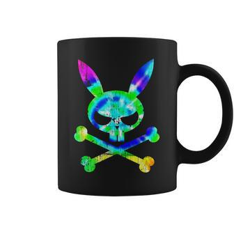 Scary Skull And Crossbones Bad Rabbit Horror Bunny Tie Dye Coffee Mug | Mazezy