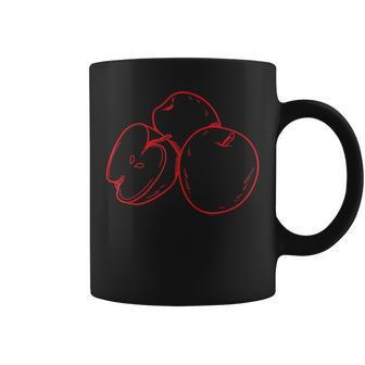 Schwarzes Tassen mit Rotem Apfel-Design, Kreatives Obst Motiv Tee - Seseable