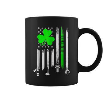 Shamrock Irish American Flag Firefighter St Patricks Day Coffee Mug - Seseable