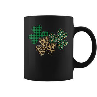 Shamrock St Patricks Day Clover Lucky Plaid Leopard Buffalo Coffee Mug - Seseable