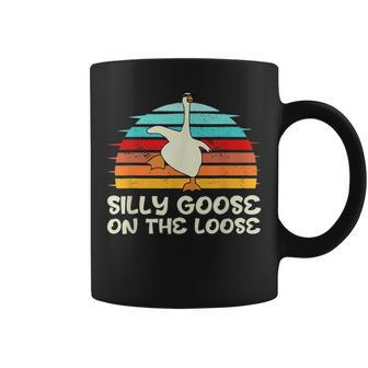 Silly Goose On The Loose Retro Sunset Funny Quote Gift T Coffee Mug | Mazezy