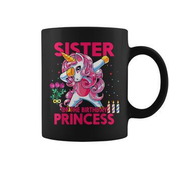 Sister Of The Birthday Princess Girl Dabbing Unicorn Girls Coffee Mug - Thegiftio UK