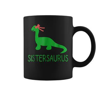Sistersaurus Fun Dinosaur Sister And Bow T Coffee Mug | Mazezy