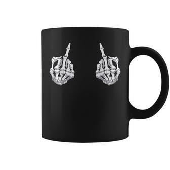 Skeleton Hand Halloween Bones Middle Finger Skull Men Women Coffee Mug | Mazezy
