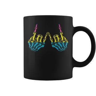 Skeleton Rock Hand Lgbt-Q Cool Pansexual Pride Pan Flag Coffee Mug | Mazezy