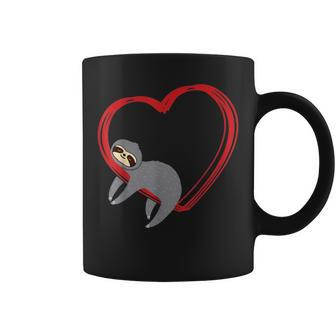 Sloth Heart Valentines Girls Women Sloths Coffee Mug - Seseable