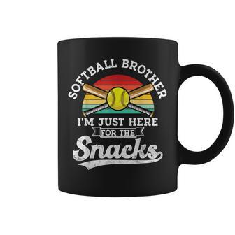 Softball Brother Im Just Here For The Snacks Retro Softball Coffee Mug - Seseable
