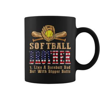 Softball Brother Like A Baseball Dad Us Flag Fathers Day Coffee Mug - Thegiftio UK