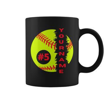 Softball Custom Name And Number Sport Lover Sport Player Personalized Gift Coffee Mug - Thegiftio UK