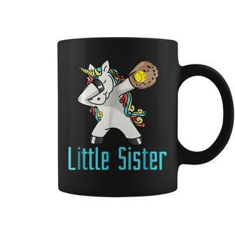 Softball Dabbing Unicorn Little Sister Sibling Coffee Mug | Mazezy