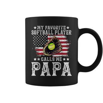 Softball Dad My Favorite Softball Player Calls Me Papa Daddy Coffee Mug | Mazezy
