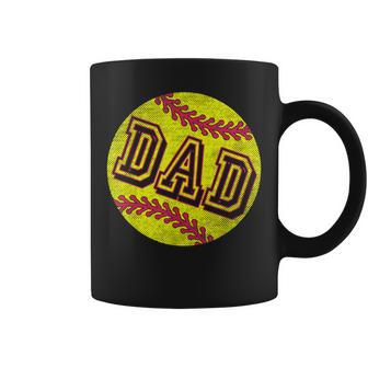 Softball Dad Vintage Retro Fathers Day Softball Lover Jersey Coffee Mug | Mazezy