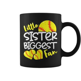 Softball Little Sister Biggest Fan Coffee Mug | Mazezy