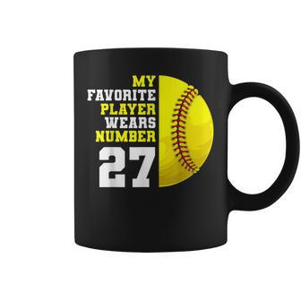 Softball Mom Dad My Favorite Player Wears Number 27 Coffee Mug | Mazezy DE