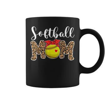 Softball Mom Leopard Messy Bun Game Day Funny Mothers Day Coffee Mug | Mazezy