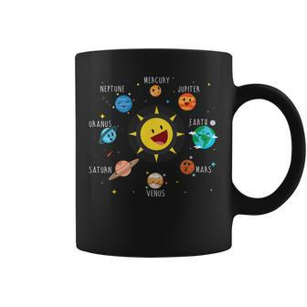 Solar System Cute Face Planets Space Science Teacher School Coffee Mug | Mazezy