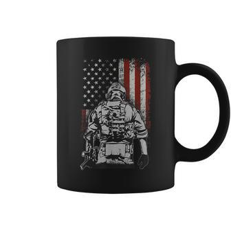 Soldier And American Flag Military Personal Or Ex Military Coffee Mug - Seseable