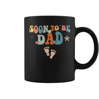Soon To Be Dad Pregnancy Announcement Retro Groovy Funny Coffee Mug - Seseable