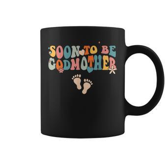 Soon To Be Godmother Pregnancy Announcement Retro Groovy Coffee Mug | Seseable CA