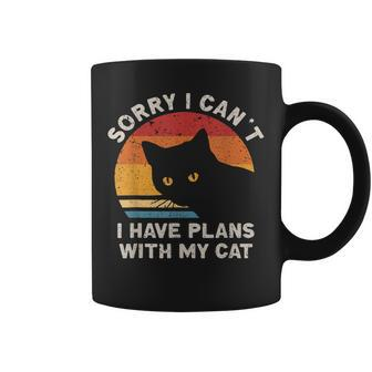 Sorry I Cant I Have Plans With My Cat Funny Gift Cat Lovers Coffee Mug - Seseable
