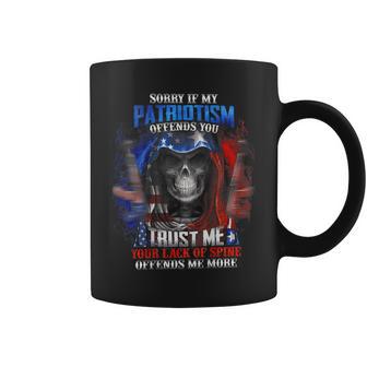 Sorry If My Patriotism Offends You Trust Me Sarcastic Skull Coffee Mug | Mazezy
