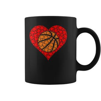 Sports Basketball Ball Red Love Shaped Heart Valentines Day Coffee Mug | Mazezy