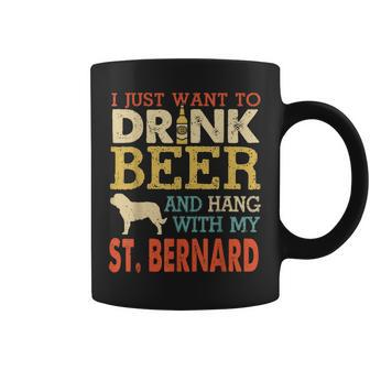 St Bernard Dad Drink Beer Hang With Dog Funny Men Vintage Coffee Mug - Seseable