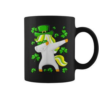St Patricks Day Dabbing Unicorn Lepricorn Leprechaun Girls V3 Coffee Mug - Seseable