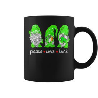 St Patricks Day Gnome Peace Love Luck Heart Shamrock Funny Coffee Mug - Seseable