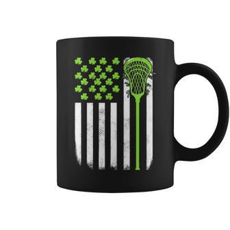 St Patricks Day Lacrosse Lax Usa Flag Women Irish Shamrock Coffee Mug - Seseable