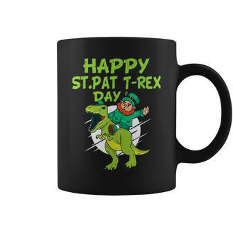 St Patricks Day Leprechaun Riding T Rex Funny Dino V2 Coffee Mug - Seseable