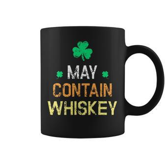 St Patricks Day - May Contain Whiskey Funny Irish Whiskey Coffee Mug - Seseable