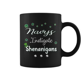 St Patricks Day Shamrock Navys Instigate Shenanigans Funny Saying Job Title Coffee Mug - Thegiftio UK