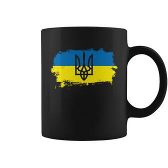 Stand With Ukraine Painted Distressed Ukrainian Flag Symbol Coffee Mug - Monsterry UK