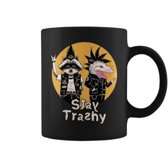 Stay Trashy Funny Raccoon Opossum Retro Coffee Mug | Mazezy