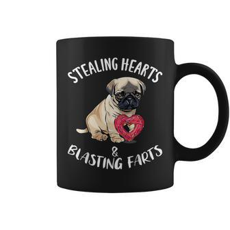 Stealing Hearts Blasting Farts Pug Valentines Day Coffee Mug - Seseable