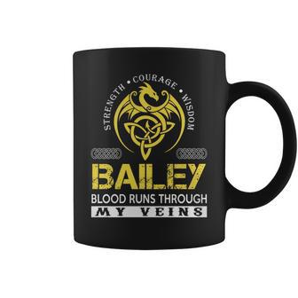 Strength Courage Wisdom Bailey Blood Runs Through My Veins Name Shirts Coffee Mug - Thegiftio UK