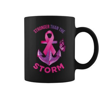 Stronger Than The Storm Fight Breast Cancer Ribbon Wear Pink Coffee Mug | Mazezy