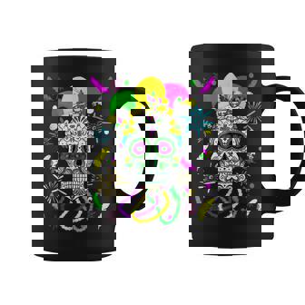 Sugar Skull Jester Hat Funny Mardi Gras Carnival Mexican Coffee Mug - Seseable