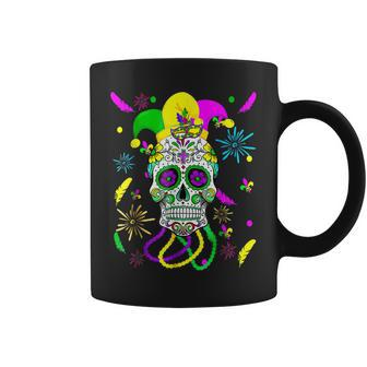 Sugar Skull Jester Hat Funny Mardi Gras Carnival Mexican V2 Coffee Mug - Seseable