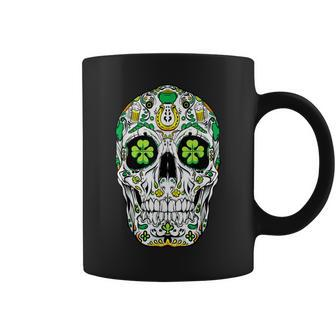 Sugar Skull St Patricks Day Of The Dead Women Shamrock Gifts Coffee Mug - Thegiftio UK