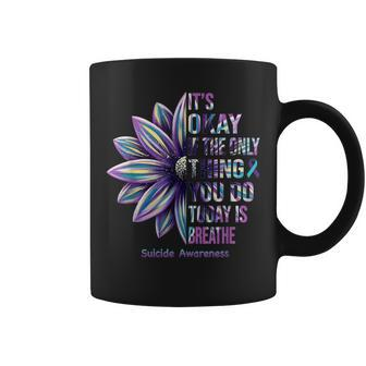 Suicide Prevention Awareness Teal Ribbon And Sunflower Coffee Mug - Seseable