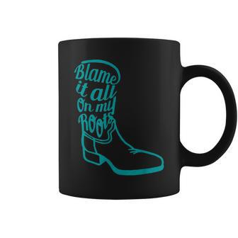 Sunflower Cowgirl Boots Blame It All On My Roots Western Coffee Mug - Seseable